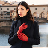 Touchscreen Red Leather Gloves Women Isabella – Fratelli Orsini® - Luxury Leather Gloves - Made in Italy - 6