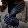 Isabella (navy) - Italian lambskin leather gloves with cashmere lining- Fratelli Orsini - Luxury Leather Gloves - Handmade in Italy - 5
