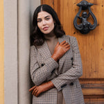 Isabella (cognac) - Italian lambskin leather gloves with cashmere lining - Fratelli Orsini - Luxury Leather Gloves - Handmade in Italy - 6
