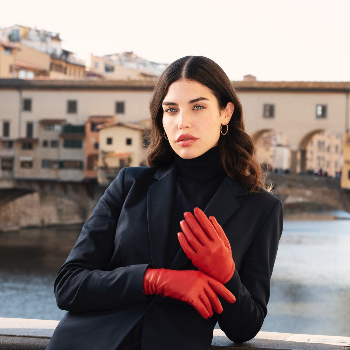 Isabella (red) - Italian lambskin leather gloves with cashmere lining  - Fratelli Orsini - Luxury Leather Gloves - Handmade in Italy - 7