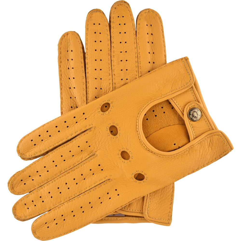 Men's Driving Gloves Deerskin Yellow Made in Italy Fratelli Orsini