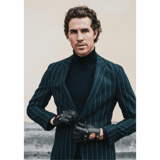 Leonardo (black) - Italian driving gloves made of American deerskin leather - Fratelli Orsini - Luxury Driving Gloves - Handmade in Italy -  3