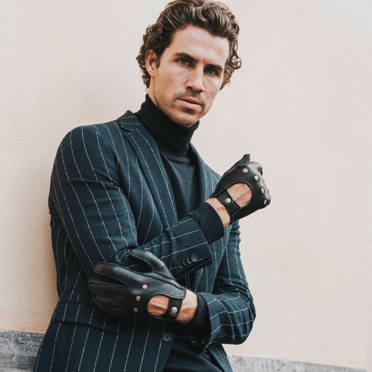 Leonardo (black) - Italian driving gloves made of American deerskin leather - Fratelli Orsini - Luxury Driving Gloves - Handmade in Italy - 5