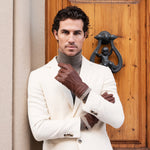 Lorenzo (brown) - Italian gloves made of American deerskin leather with cashmere lining - Fratelli Orsini - Luxury Leather Gloves - Handmade in Italy - 6