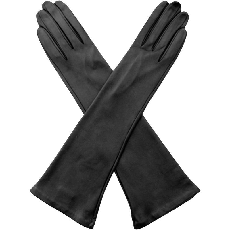Lucia (black) - unlined 12-button length leather opera gloves
