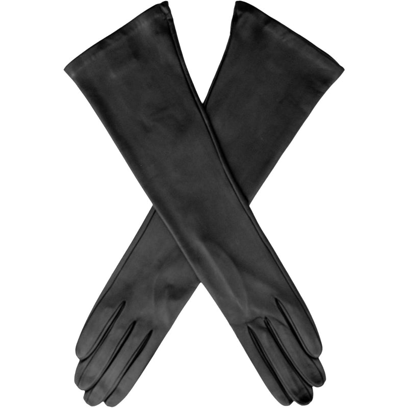 Lucia (black) - Italian unlined 16-button length leather opera gloves