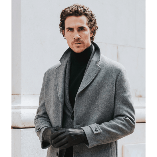 Marco (black) - Italian lambskin leather gloves with white rabbit fur lining - Fratelli Orsini - Luxury Leather Gloves - Handmade in Italy - 10