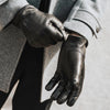 Marco (black) - Italian lambskin leather gloves with brown rabbit fur lining - Fratelli Orsini - Luxury Leather Gloves - Handmade in Italy - 9