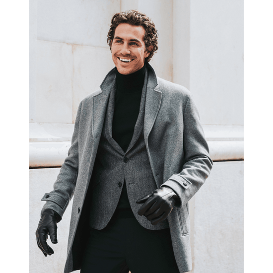 Marco (black) - Italian lambskin leather gloves with brown rabbit fur lining - Fratelli Orsini - Luxury Leather Gloves - Handmade in Italy - 11