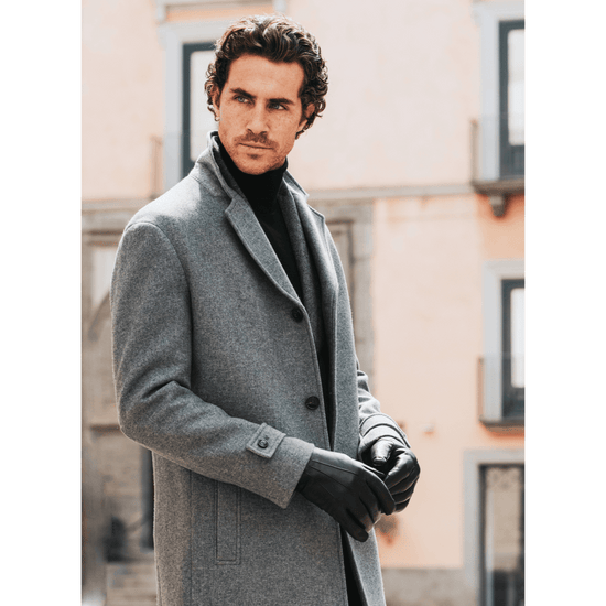 Marco (black) - Italian lambskin leather gloves with brown rabbit fur lining - Fratelli Orsini - Luxury Leather Gloves - Handmade in Italy - 8