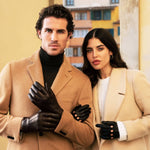 Marco (brown) - Italian lambskin leather gloves with white rabbit fur lining - Fratelli Orsini - Luxury Leather Gloves - Handmade in Italy - 11
