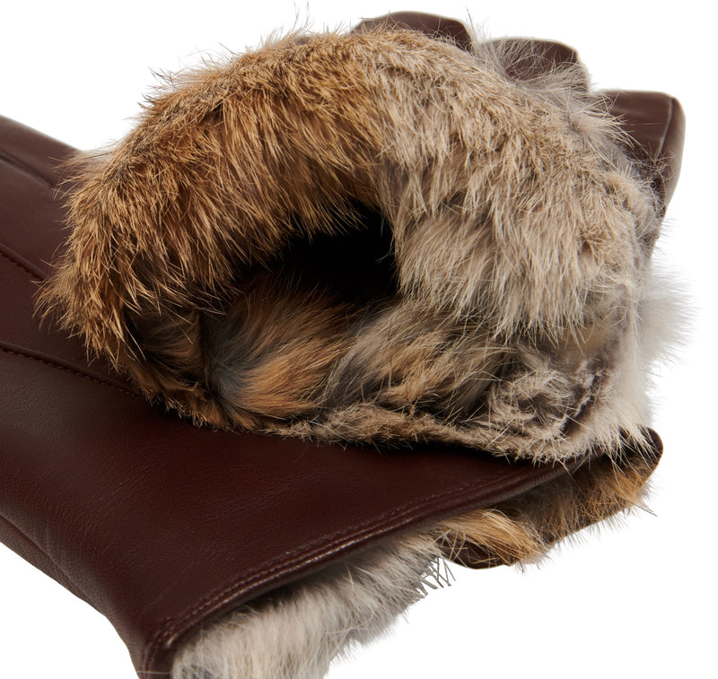 Marco (brown) - Italian lambskin leather gloves with brown fur lining