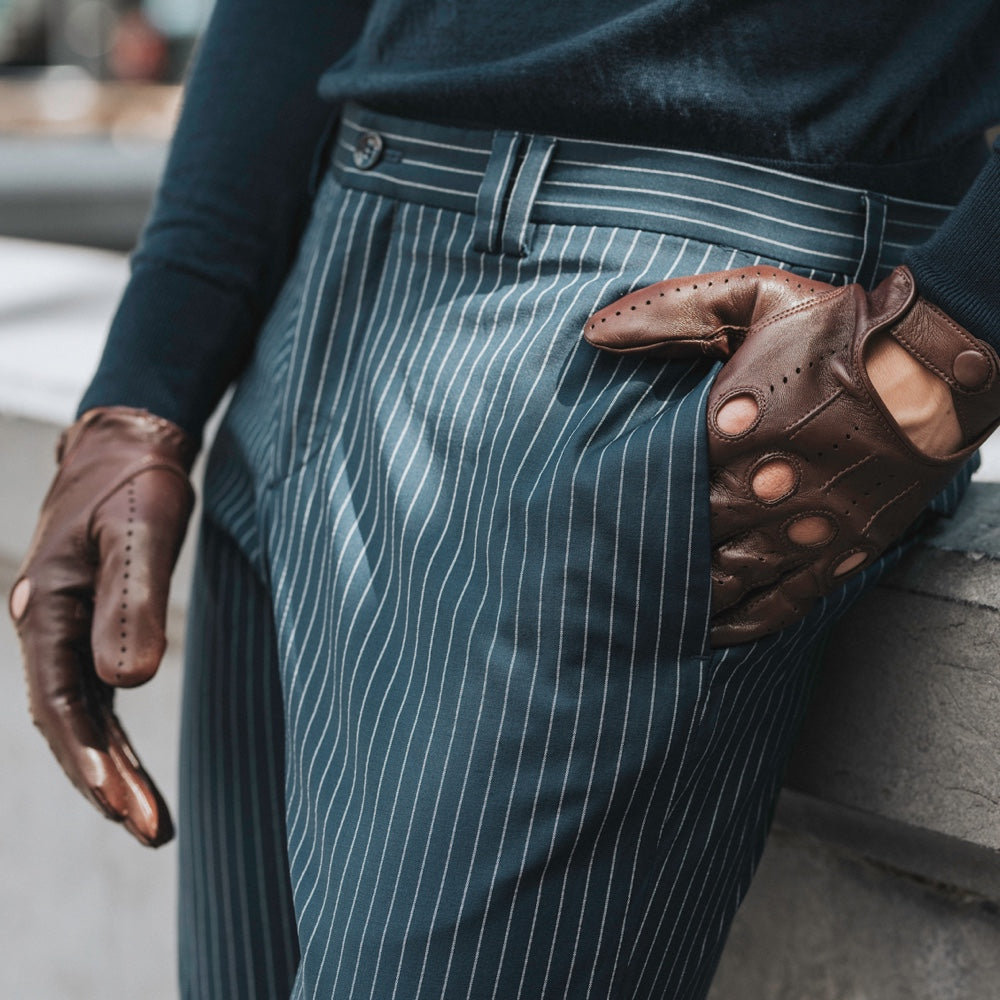 Mario (brown) - Italian lambskin leather driving gloves - Fratelli Orsini - Luxury Driving Gloves - Handmade in Italy - 5
