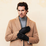 Antonio (black) - Italian peccary leather gloves with cashmere lining - Fratelli Orsini - Luxury Leather Gloves - Handmade in Italy - 4