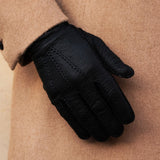 Antonio (black) - Italian peccary leather gloves with cashmere lining - Fratelli Orsini - Luxury Leather Gloves - Handmade in Italy - 7