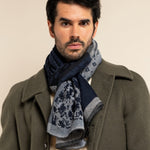Federico (grey/blue) - warm and soft Italian scarf from wool blend - Fratelli Orsini - Luxury Italian Scarf - Handmade in Italy - 2