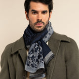 Federico (grey/blue) - warm and soft Italian scarf from wool blend - Fratelli Orsini - Luxury Italian Scarf - Handmade in Italy - 2