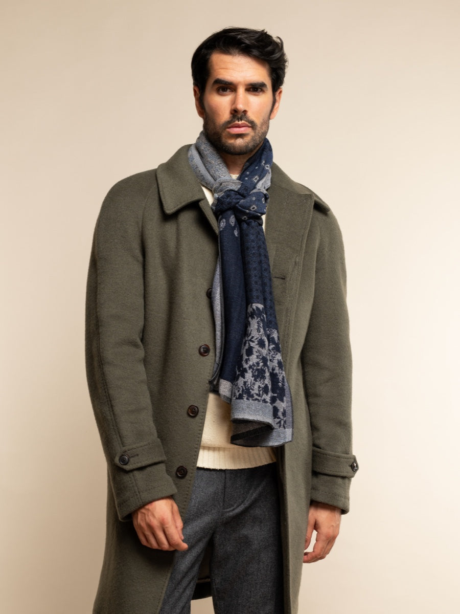 Federico (grey/blue) - warm and soft Italian scarf from wool blend - Fratelli Orsini - Luxury Italian Scarf - Handmade in Italy - 7