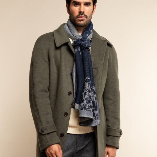 Federico (grey/blue) - warm and soft Italian scarf from wool blend - Fratelli Orsini - Luxury Italian Scarf - Handmade in Italy - 7
