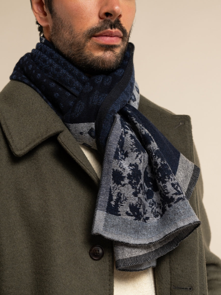 Federico (grey/blue) - warm and soft Italian scarf from wool blend - Fratelli Orsini - Luxury Italian Scarf - Handmade in Italy - 8
