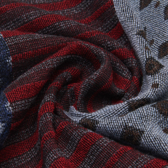 Federico (red/blue) - warm and soft Italian scarf from wool blend - Fratelli Orsini - Luxury Italian Scarf - Handmade in Italy - 4