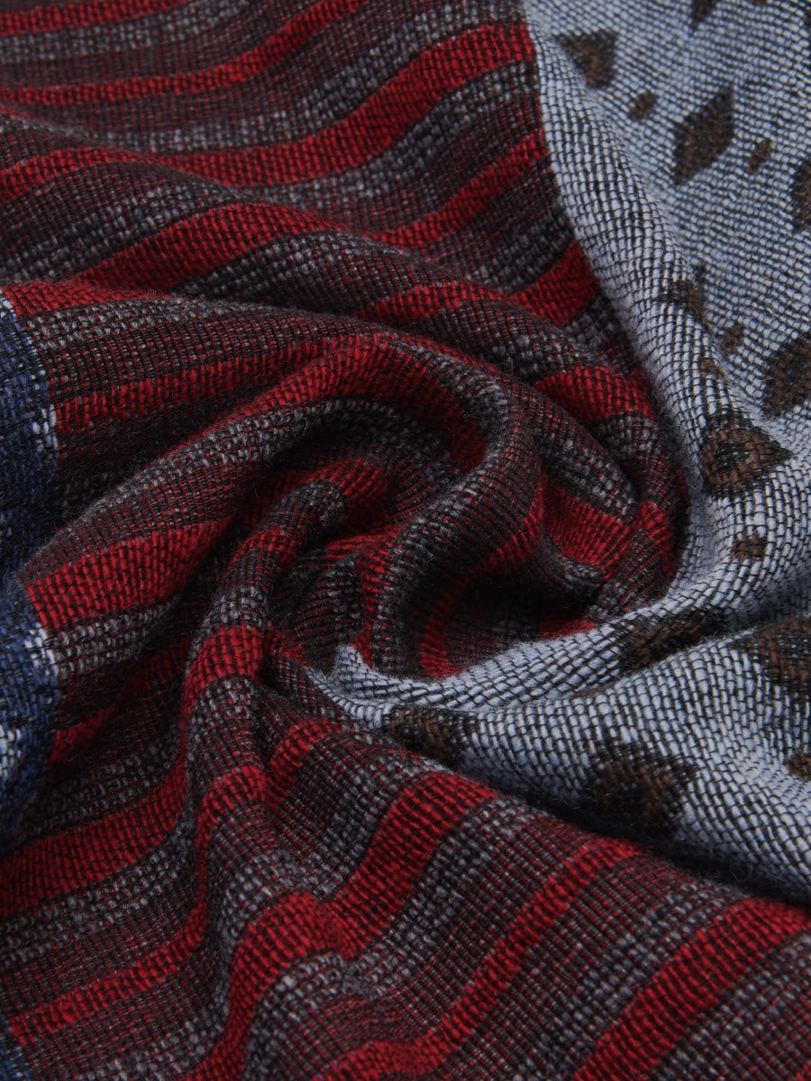Federico (red/blue) - warm and soft Italian scarf from wool blend - Fratelli Orsini - Luxury Italian Scarf - Handmade in Italy - 4