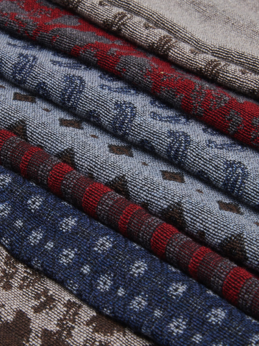 Federico (red/blue) - warm and soft Italian scarf from wool blend - Fratelli Orsini - Luxury Italian Scarf - Handmade in Italy - 5