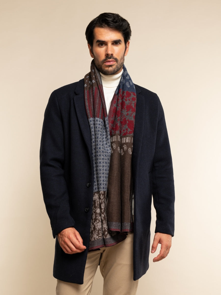Federico (red/blue) - warm and soft Italian scarf from wool blend - Fratelli Orsini - Luxury Italian Scarf - Handmade in Italy - 10