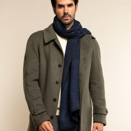 Bruno (blue) - warm and soft Italian scarf from wool blend - Fratelli Orsini - Luxury Italian Scarf - Handmade in Italy - 8