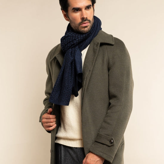 Bruno (blue) - warm and soft Italian scarf from wool blend - Fratelli Orsini - Luxury Italian Scarf - Handmade in Italy - 9
