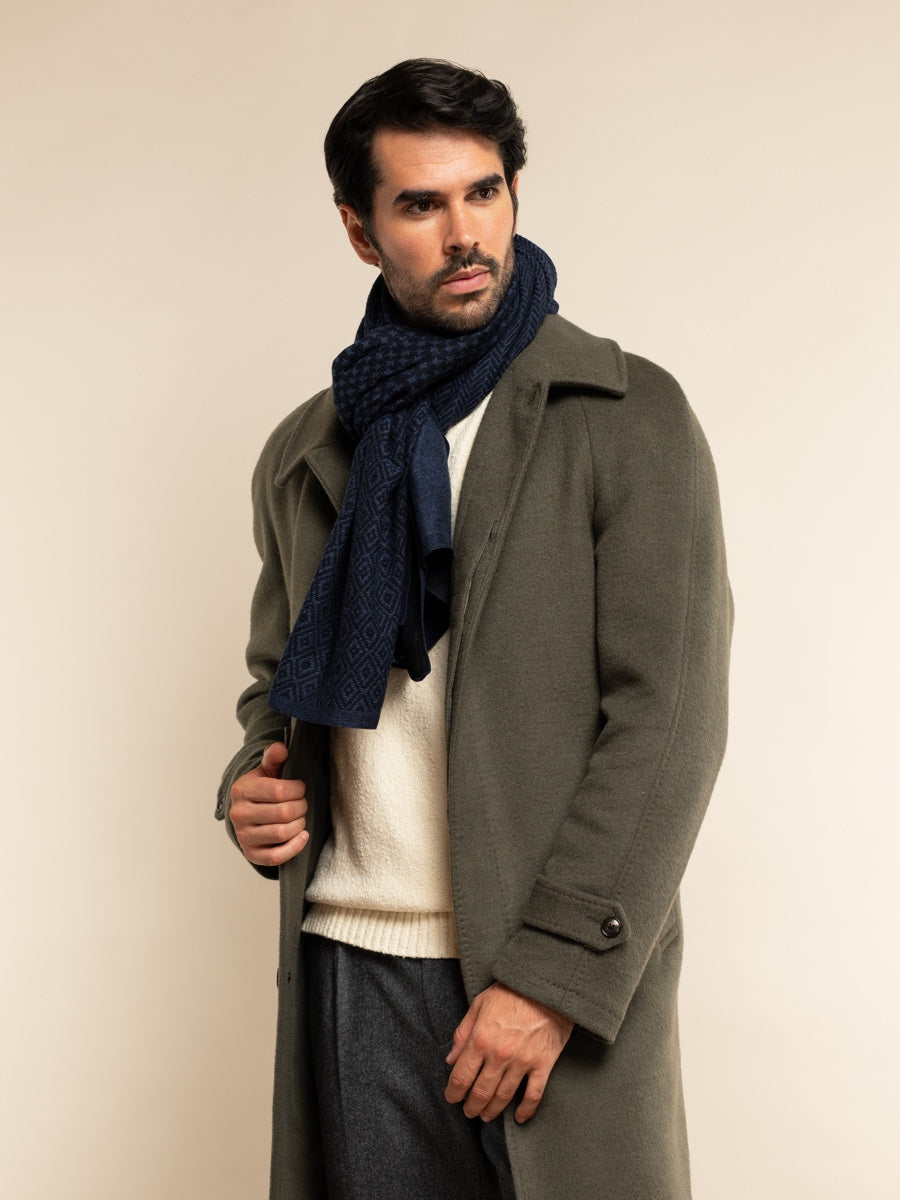 Bruno (blue) - warm and soft Italian scarf from wool blend - Fratelli Orsini - Luxury Italian Scarf - Handmade in Italy - 9