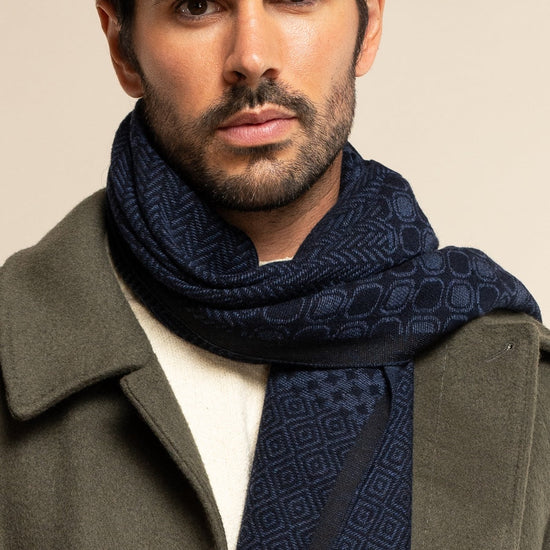 Bruno (blue) - warm and soft Italian scarf from wool blend - Fratelli Orsini - Luxury Italian Scarf - Handmade in Italy - 10