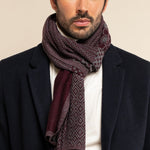 Bruno (grey/red) - warm and soft Italian scarf from wool blend - Fratelli Orsini - Luxury Italian Scarf - Handmade in Italy - 2