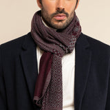 Bruno (grey/red) - warm and soft Italian scarf from wool blend - Fratelli Orsini - Luxury Italian Scarf - Handmade in Italy - 2