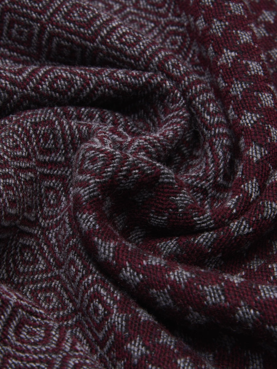 Bruno (grey/red) - warm and soft Italian scarf from wool blend - Fratelli Orsini - Luxury Italian Scarf - Handmade in Italy - 4