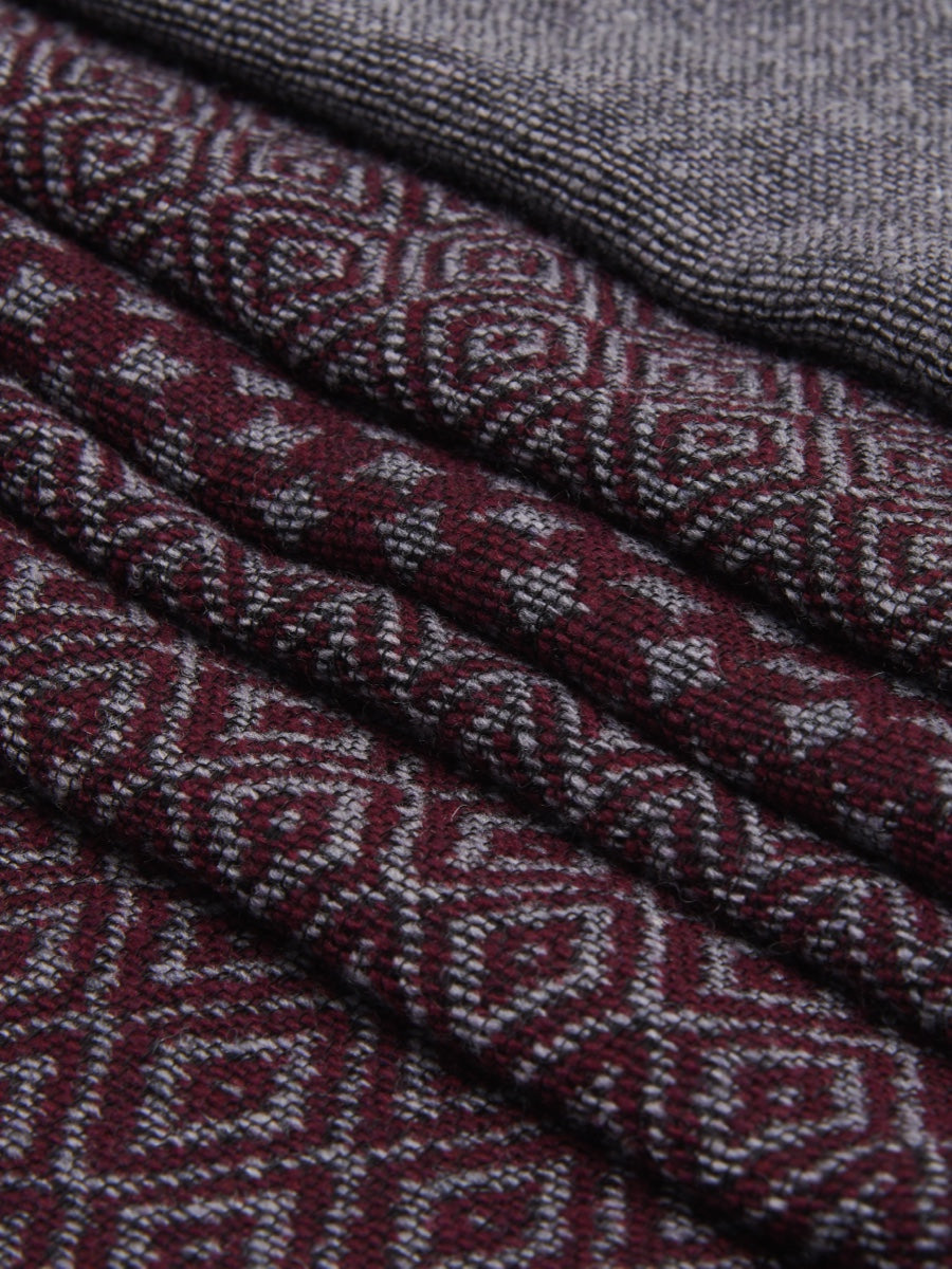 Bruno (grey/red) - warm and soft Italian scarf from wool blend - Fratelli Orsini - Luxury Italian Scarf - Handmade in Italy - 5