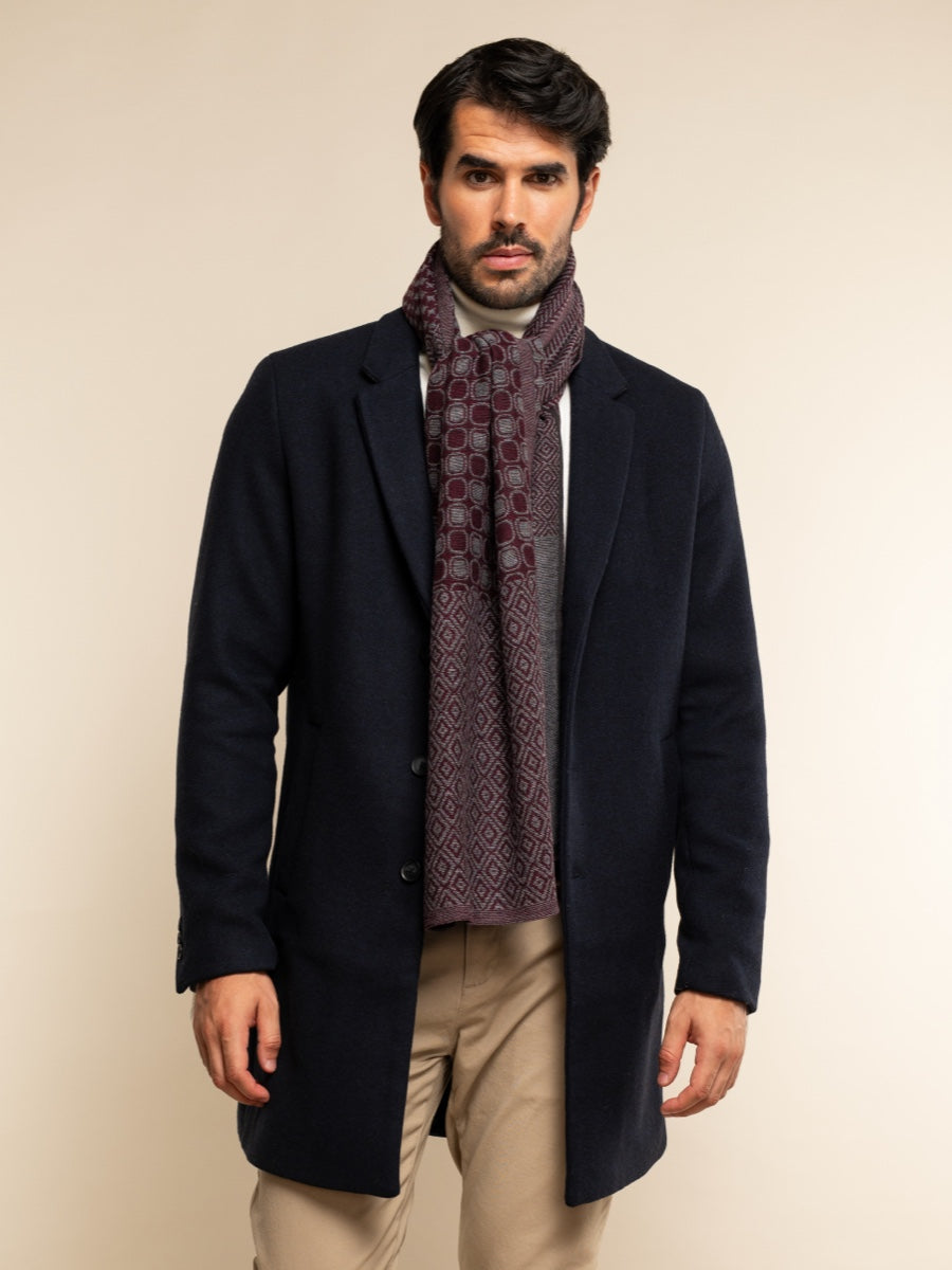 Bruno (grey/red) - warm and soft Italian scarf from wool blend - Fratelli Orsini - Luxury Italian Scarf - Handmade in Italy - 7