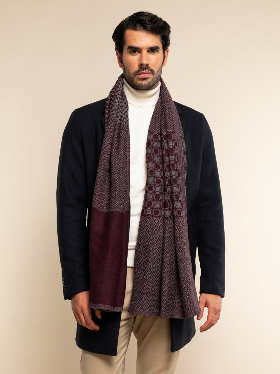 Bruno (grey/red) - warm and soft Italian scarf from wool blend - Fratelli Orsini - Luxury Italian Scarf - Handmade in Italy - 9