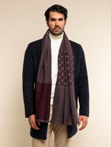 Bruno (grey/red) - warm and soft Italian scarf from wool blend