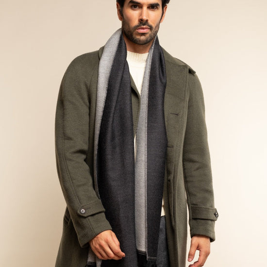 Romeo (blue/grey) - warm and soft scarf from 100% wool - Fratelli Orsini - Luxury Wool Scarf - Handmade in Italy - 5