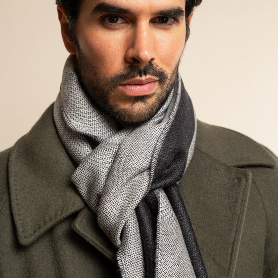 Romeo (blue/grey) - warm and soft scarf from 100% wool - Fratelli Orsini - Luxury Wool Scarf - Handmade in Italy - 6