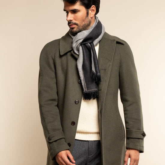 Romeo (blue/grey) - warm and soft scarf from 100% wool - Fratelli Orsini - Luxury Wool Scarf - Handmade in Italy - 7