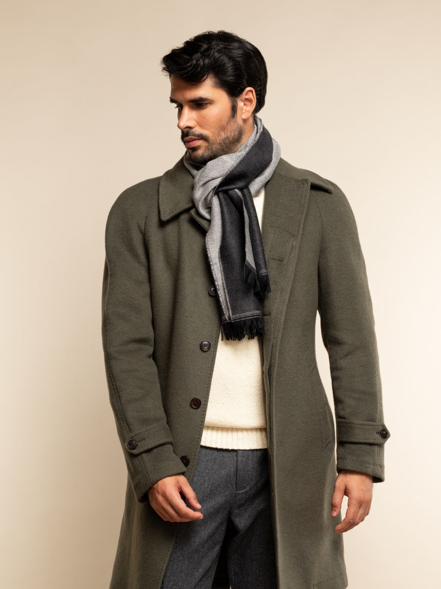 Romeo (blue/grey) - warm and soft scarf from 100% wool - Fratelli Orsini - Luxury Wool Scarf - Handmade in Italy - 7