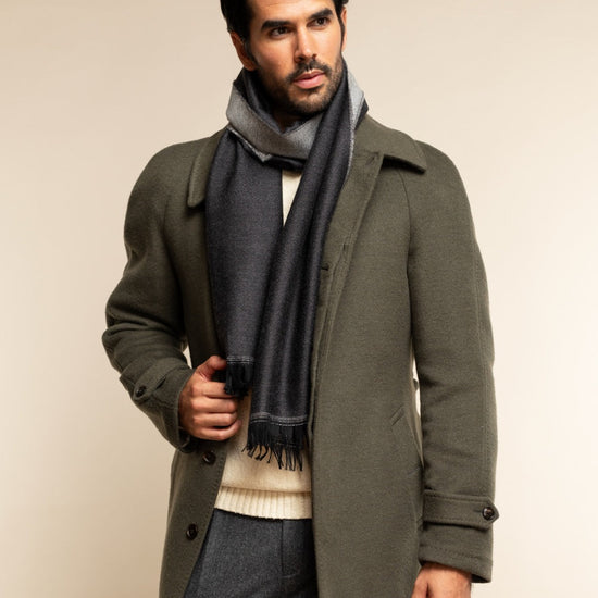Romeo (blue/grey) - warm and soft scarf from 100% wool - Fratelli Orsini - Luxury Wool Scarf - Handmade in Italy - 8