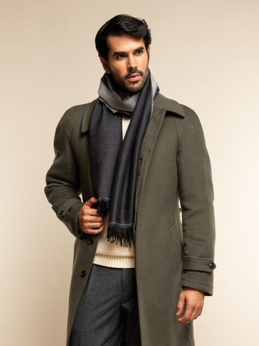 Romeo (blue/grey) - warm and soft scarf from 100% wool - Fratelli Orsini - Luxury Wool Scarf - Handmade in Italy - 8
