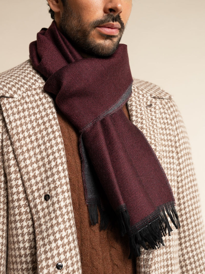 Romeo (red/grey) - warm and soft scarf from 100% wool