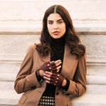 Rossana (cordovan) - Italian fingerless lambskin leather driving gloves - Fratelli Orsini - Luxury Driving Gloves - Handmade in Italy - 2