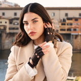 Rossana (dark brown) - Italian fingerless lambskin leather driving gloves - Fratelli Orsini - Luxury Driving Gloves - Handmade in Italy - 2