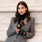 Rossana (black) - Italian fingerless lambskin leather driving gloves 
 - Fratelli Orsini - Luxury Leather Gloves - Handmade in Italy - 3