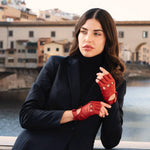 Rossana (red) - Italian fingerless lambskin leather driving gloves - Fratelli Orsini - Luxury Driving Gloves - Handmade in Italy - 6